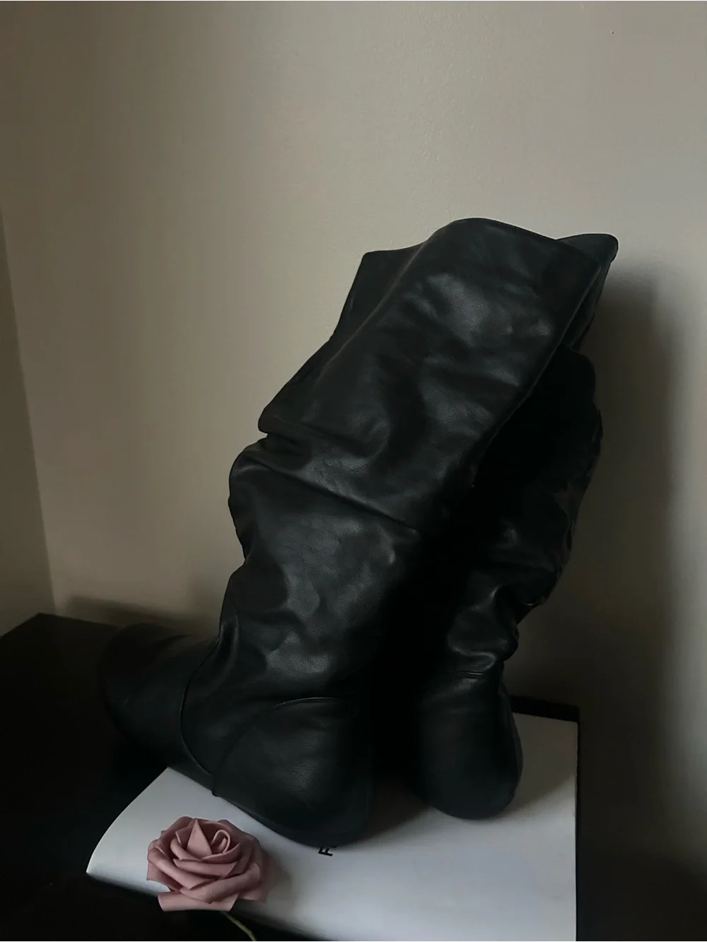 Black Slouchy Knee-High Women's Boots 11